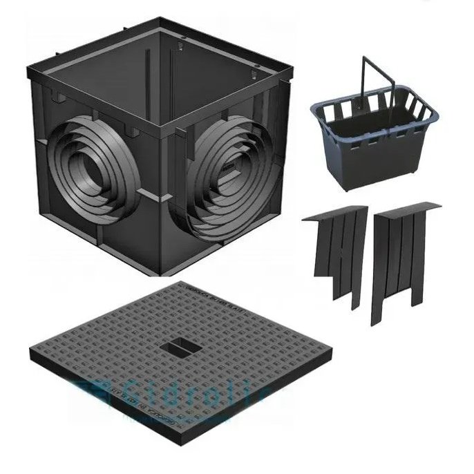 Անձրևաջրերի ընդունիչ Gidrolica Point ДП-40.40 - պլաստիկ hավաքված, պլաստիկ ծածկով / Дождеприемник Gidrolica 400x400 мм, в сборе, с пластиковой крышкой