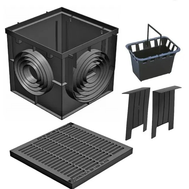 Անձրևաջրերի ընդունիչ Gidrolica Point ДП-40.40 - պլաստիկ hավաքված, պլաստիկե ցանցով / Дождеприемник Gidrolica 400x400 мм, в сборе с пластиковой решеткой